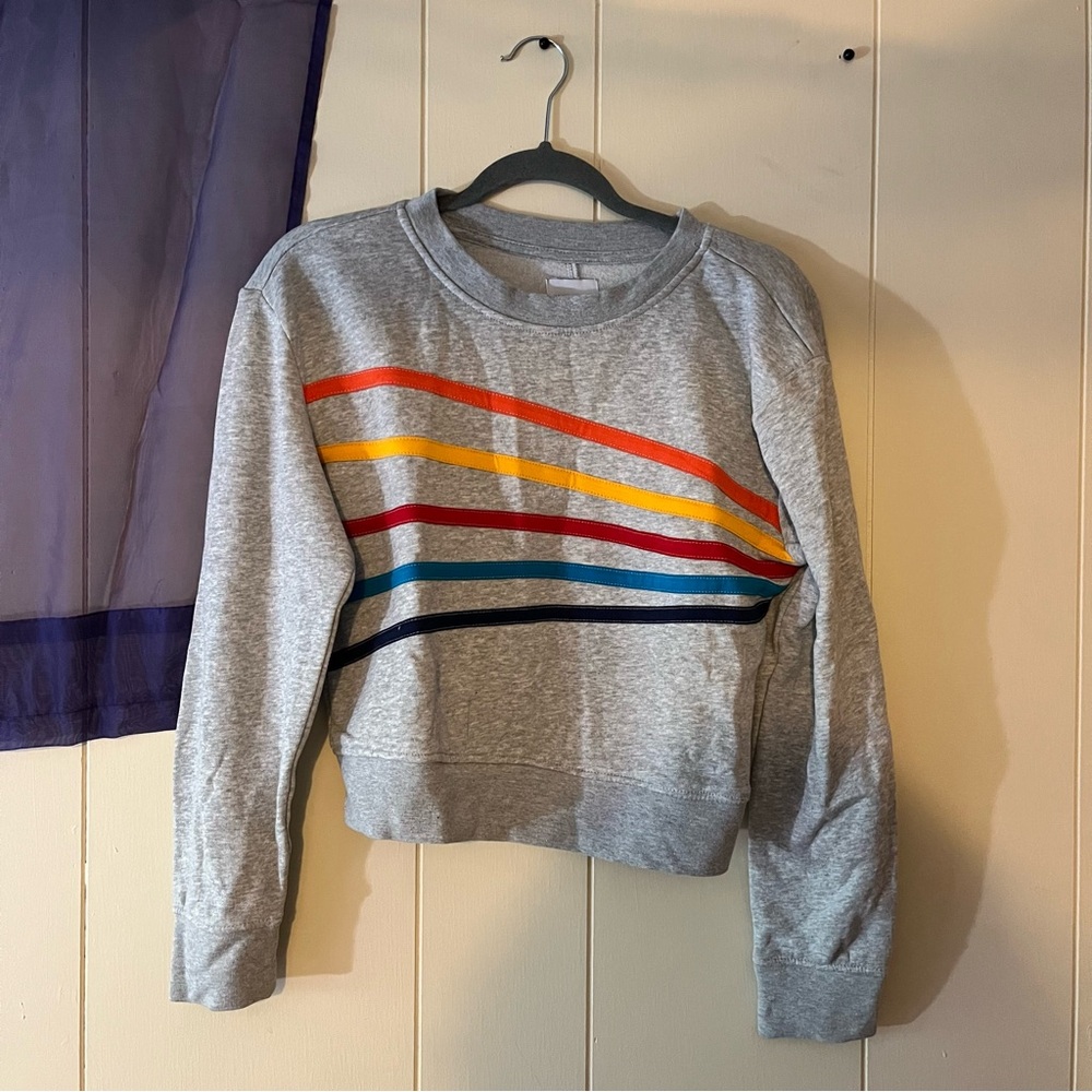 Vanilla Star Gray Sweatshirt with Multicolor Stripes